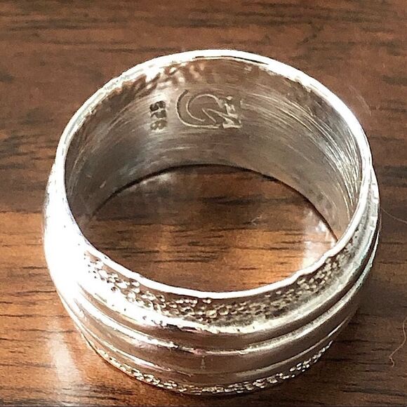 Sterling Silver Stacked Cigar Band Ring w. Sterling & Texturized Finish Sz 8-1/2 - Picture 5 of 7